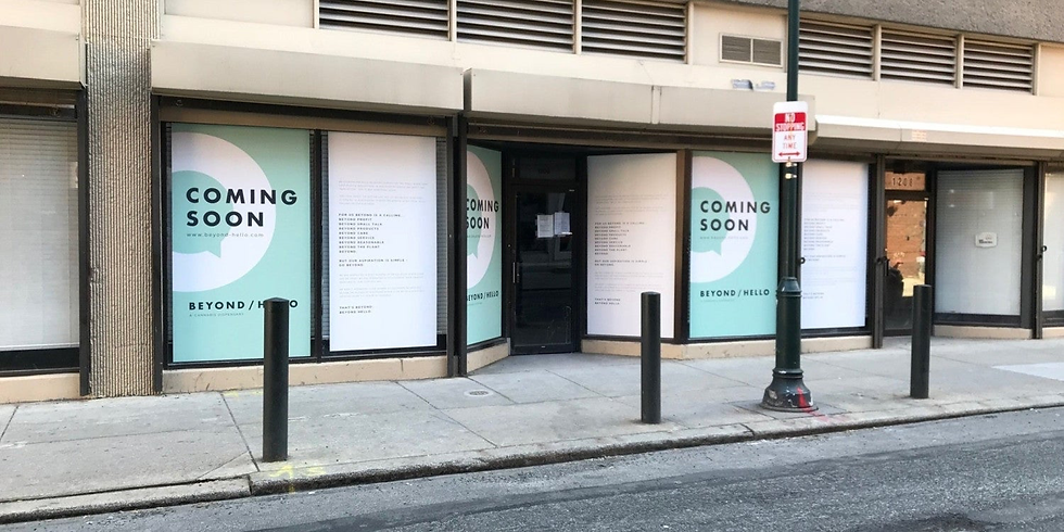 Store front with Coming Soon signs